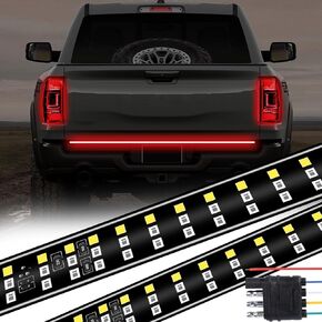 Triple Row LED Tailgate Light Bar for Trucks 48''/49'' Tailgate Light Strip with Brake Running Turn Signal Reverse Lights
