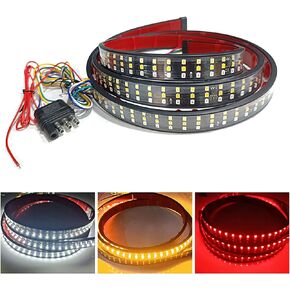 Truck Tailgate Light Bar 47", Triple Row LED Tail Light Strip with Brake Reverse Turning Signals Strobe Lights, IP67 Waterproof Rear Light Bar for Pickup Trailer SUV RV Van