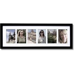 Asense 3.5X5 6 Opening Decorative Wall Hanging Collage Picture Photo Frame, Black Color, Made To Display 3.5X5 Inches Photos