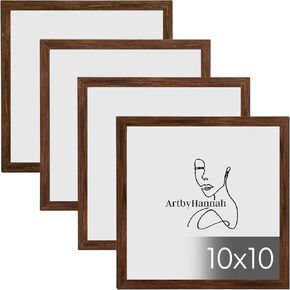 مجموعة إطارات ArtbyHannah مقاس 10x10 مكونة من 4 قطع، مجموعة إطارات صور مربعة بنية للتركيب على الحائط، إطارات ملصقات للصور (بما في ذلك مطبوعات إضافية بدون حصيرة) in Kuwait