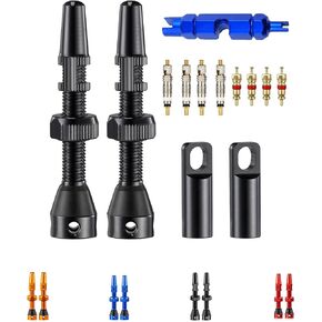 Tubeless Valve Stems 44 mm, Presta Valve Black, Tubeless tire Valve Stems, Presta Valve Cap, Presta Valve Core, Tubeless Stems, Tubeless Valve Aluminum, (Black)