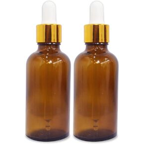 Glass Amber bottle with golden dropper & Funnel (6 Pack, 0.16 oz)