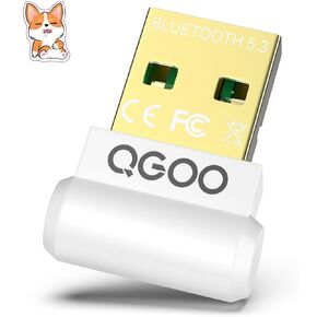 محول بلوتوث USB للكمبيوتر الشخصي - QGOO Bluetooth Dongle 5.3 EDR، مستقبل بلوتوث لاسلكي للكمبيوتر المكتبي والكمبيوتر المحمول بلوتوث Windows 8.1/10/11 (أبيض-014)