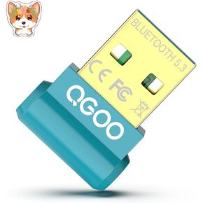 USB Bluetooth Adapter for PC - QGOO Bluetooth Dongle 5.3 EDR, Wireless Bluetooth Receiver for Desktop Computer Laptop Bluetooth Windows 8.1/10/11（green-037）