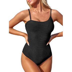 CUPSHE Women's One Piece Swimsuit Ribbed Asymmetrical Neck Removable Adjustable Straps Cheeky Bathing Suit in Saudi Arabia