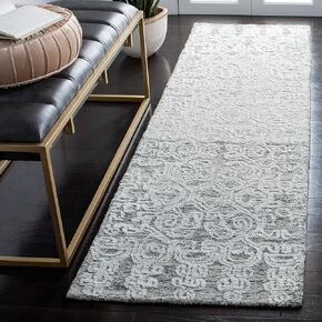 SAFAVIEH Glamour Collection 2'3" x 8' Charcoal GLM302H Handmade Premium Wool & Viscose Runner Rug
