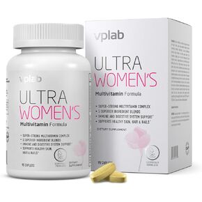 VPLab Ultra Women's Multivitamin Formula - Supplement for Hair, Skin & Nails with Biotin, Iron, Vitamin B, D, C & Zinc, Folate - Essential Daily Vitamins for Women's Health & Wellness, 90 Caplets