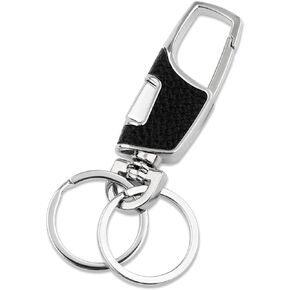 Key Chains for Car Keys - Metal Key fob Keychain with Leather, Heavy Duty Car Keychain for Men and Women, Upscale Car Keychain Key Ring Key Holder