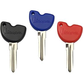 مفتاح فارغ للدراجة النارية غير مقطوعة متوافق مع Vespa Piaggio 3VTE Fly 125 200 250 300 Gtv Vespa LXV150 GTV250 Gts GTS250 GTS300 Parts/LX S Primavera Sprint (3 عبوات)، أسود أزرق أحمر in Kuwait