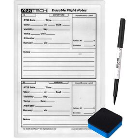 ANKTech Erasable Flight Notes Writing Pad for Kneeboard | Laminated | VFR Arrival/Departure Organizer for Pilots - 6"x9" Notes Kit