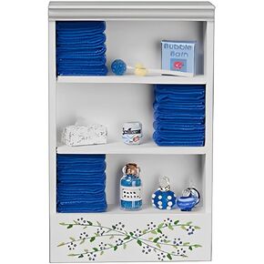 Dolls House Miniature Bathroom Furniture Shelf Unit D Blue Towels & Accessories