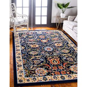 Unique Loom Espahan Collection Area Rug - Cape Cod (2' 2" x 3' 1" Rectangle, Blue/ Black)