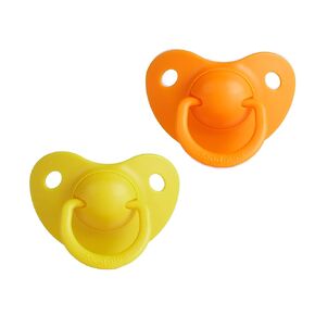 Silicone Baby Pacifier - Set of 2 | Safe, Hygienic, and Soothing Teething Relief for Babies | Newborn Pacifier | 100% Medical Grade Silicone, Dishwasher Safe - Green Yellow, Medium