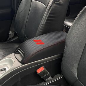 Car Center Console Armrest Cover for Dodge Journey 2011-2014 2015 2016 2017 2018 2019 2020 Leather Anti-Scratch Central Box Lid Protector Cushion Interior Accessories-Carbon Fibre+Black White