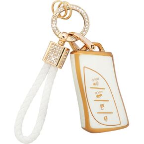 PIFOOG لسيارة Mercedes Key Fob Cover TPU Key Case Soft Car Keys Protector Fit Mercedes Benz AMG C E M S CLS CLA GLK GLA GLC GLE Smart Keychain Keychain Girly Women White Gold in Kuwait