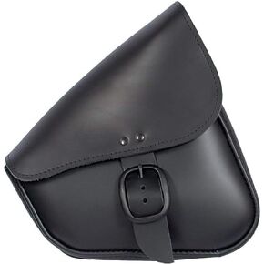 Black Leather Motorcycle Swingarm Bag for Sportsters/Dual Shock Models - Matte Black Buckle - Made in USA by Willie and Max [PN:59906-00]