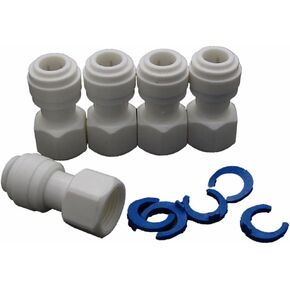 5 PCS White 3/8" Thread Female Push Straight Water Tube Quick Connect Reverse Osmosis Connector