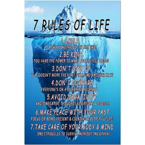 ZWBENSUY 7 Rules Of Life Inspirational Office Wall Art Positive Uplifting Print Posters Canvas Home Decor Picture (16 X 24 Inch, Unframed)