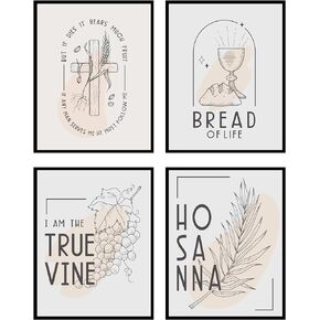 BigWig Prints Christian Wall Art - Scripture Wall Art, Christian Decor, Christian Posters, Christian Art, Christian Wall Decor, Jesus Wall Decor, Christian Home Decor - Unframed Set of 9 (8x10")