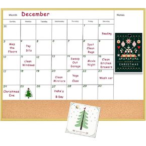 Okydoky Whiteboard Calendar & Corkboard, 13" x 17" Dry Erase White Board & Bulletin Board, Black Aluminum Frame Calendar/Cork Combo Board(ZHYL-BK Alu-3343-A)