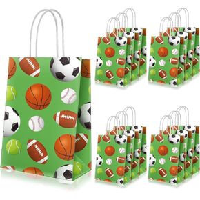Epakh 20 Pcs Sports Party Favor Bags Football Goodie Gift Bag with Handles for Soccer Baseball Basketball Football Sports Themed Birthday Baby Shower Party Supplies Decorations
