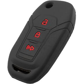 Silicone Key Fob Cover Fit for Ford Expedition Explorer Escape Ranger Bronco F-150 F-250 F-350 F450 F550 Super Duty Lightning Key Fob | Car Accessories | Remote Key Protection Case - Black/Red