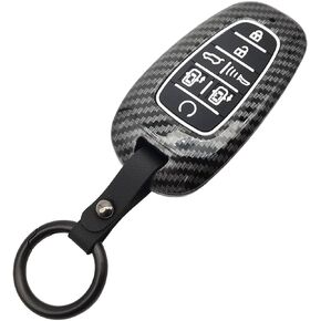 ABS Carbon Fibre Protector Key Fob Cover Case Keychain fit for Hyundai Sonata Santa fe Tucson Keyless Entry Key Fob