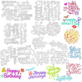 21 PCS Holiday Blessings Die Cuts, lyfLux Good Luck, Thanks, Holiday, Blessing Metal Cutting Die for DIY Scrap Booking Photo Album