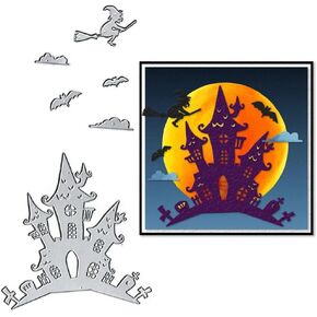 Halloween Bats Trees Die Cuts for Card Making, Moon Cats Cutting Dies Sets Dead Trees Scary Face Dies Stencils Embossing Template for Scrapbooking DIY Cards Album Crafts Supplies in Saudi Arabia
