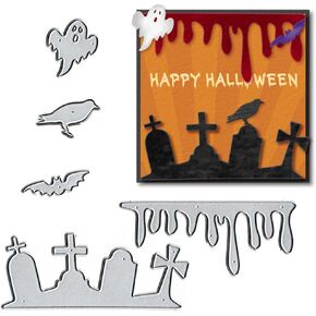 Halloween Bats Trees Die Cuts for Card Making, Moon Cats Cutting Dies Sets Dead Trees Scary Face Dies Stencils Embossing Template for Scrapbooking DIY Cards Album Crafts Supplies