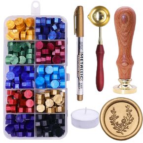 SWANGSA 3D Moon and Ocean Wax Seal Stamp Kit, Sealing Wax Stamp with 200pcs Sealing Wax Beads, Great for Embellishment of Invitations, Wine Packages, Gift Ideas