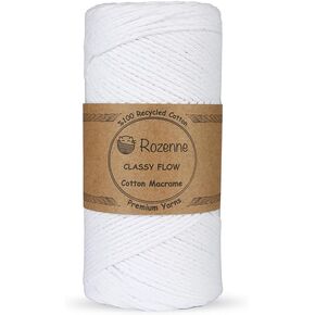 Classy Flow 100% Cotton Macrame Cord Soft Yarn for Crocheting & Knitting, Each 8.8 Oz (250 Gr), 273 Yd (250 mt) (1, Black - 14)