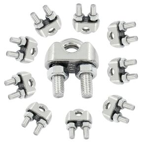 10pcs 3/16 Inch M5 Stainless Steel Wire Rope Clips, Heavy Duty Wire Rope Clip, Wire Rope Cable Clip Clamp for Rigging,Hanging Banners and Flags