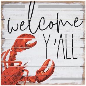 Interesting Metal Tin Sign Welcome Y'all Crawfish Sign - Crawfish Large Rustic Tin Signs - Crawfish Boil Party Decoration - Kitchen 8x8 Inch Best Gift