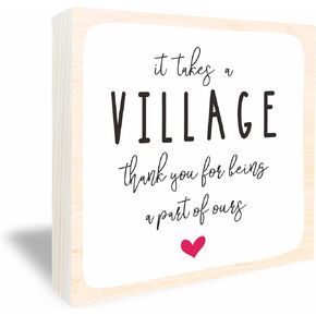 Wooden Box Sign, It Takes A Village Thank You For Being A Part Of Ours, 6X6 Inch Inspirational Gift, Desk Decor For Home & Office Decoration & Accessories - A10