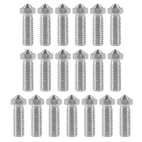 5Pcs Nozzles 0.4mm Hardened Steel Extruder Print Head M6 Lengthen Extruder Thread Volcano Nozzles for 1.75mm Filament E3D V5-V6 3D Printer