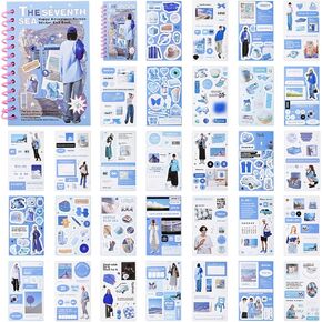 Vintage Scrapbook Sticker Book for Adults,Pre-cut Scrapbook Stickers for Junk Journal Supplies 30 Sheets Aesthetic Journal Stickers for Journaling Scrapbooking Ephemera Sticker Book for DIY Art Crafts