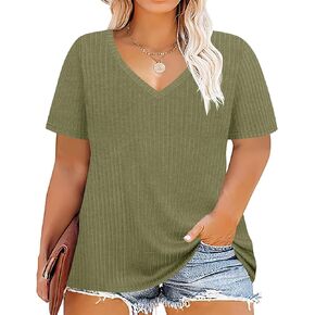 RITERA Plus Size Tops for Women Short Sleeve Oversized Summer Tshirt Casual Henley Tshirt Ladies Blouses Basic Shirt