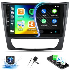 2+64G Android Car Stereo for Mercedes-Benz E Class W211 CLS Class E200 W219 2002-2009 with Carplay Android Auto Mirror Link 9 inch Touch Screen FM RDS HiFi Bluetooth WiFi GPS+Camera&MIC in Kuwait