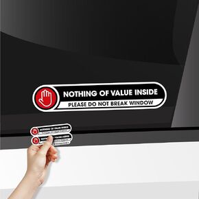 Do Not Break The Window Stickers for Car | Nothing of Value Inside Car Safety Sticker Signs | Vehicle Protection Window Stickers | 2 Pack Small Stickers | Glossy 1x5 Inches Outdoor Vinyl Stickers