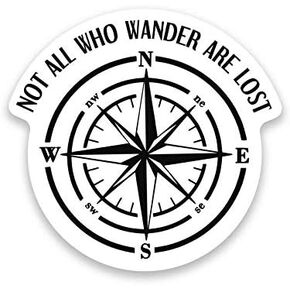 Not All Who Wander are Lost Compass Vinyl Decal Sticker - Car Truck Van SUV Window Wall Cup Laptop - One 5 Inch Decal - MKS1206