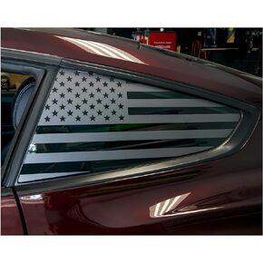 2PCS Rear Window Flag Decals for Car SUV Trucks, Universal Back Side Window American Flag Vinyl Sticker Truck USA Flag Decal with DIY Installation, Matte Black (29" x 16")