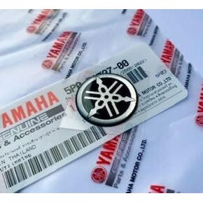 Yamaha 5P0-F1737-00 - Genuine 25MM Diameter Yamaha Tuning Fork Decal Sticker Emblem Logo Silver/Black Raised Domed Gel Resin Self Adhesive Motorcycle/Jet Ski/ATV/Snowmobile