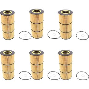 6Pcs Oil Filter Fit for Freightliner Trucks & Buses 114SD/122SD for Cascadia/for Western Star Trucks 4700SB/4700SF/4900FA 2009-2020,Lube Filter L6 12.8L 14.815.6L Replaces OE# P7505 LF17511 LF17474