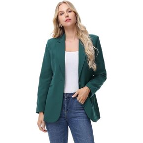 Lamgool Women Formal Blazer Business Casual Button Notch Lapel Jacket Office Blazer for Work