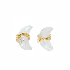 Moonstone Gemstone Crescent Moon Stud Earrings-Rainbow Moonstone- Valentine's Day Mother's Day Graduation June Birthstone Birthday- Gift Idea