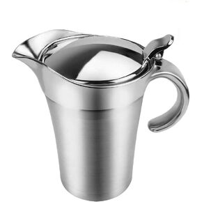 إبريق صلصة شايني مي من الفولاذ المقاوم للصدأ مع غطاء، معزول بجدار مزدوج 26oz، لتخزين المرق أو الكريم، يستخدم في المنزل والمطبخ