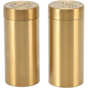 Gold Spice Jar,DEWIN 2Pcs Gold Spice Jar Stainless Steel Rustproof Screw Open Top Seasoning Shaker Bottle for Salt Sugar Pepper Paprika