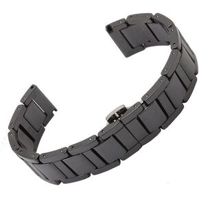 Ceramic Bracelet Watchband Watchtrap Push Button Deployment Clasp 16 18 20mm White Black