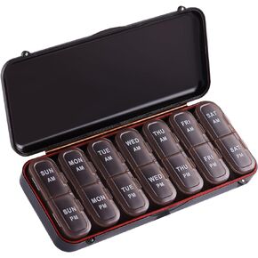 Weekly Pill Organizer 2 Times a Day Am/Pm Daily Pill Case Medicine Pill Organizer,Pill Box 7 Day Daily Pill Organizer for Vitamin,Fish Oils,Supplements